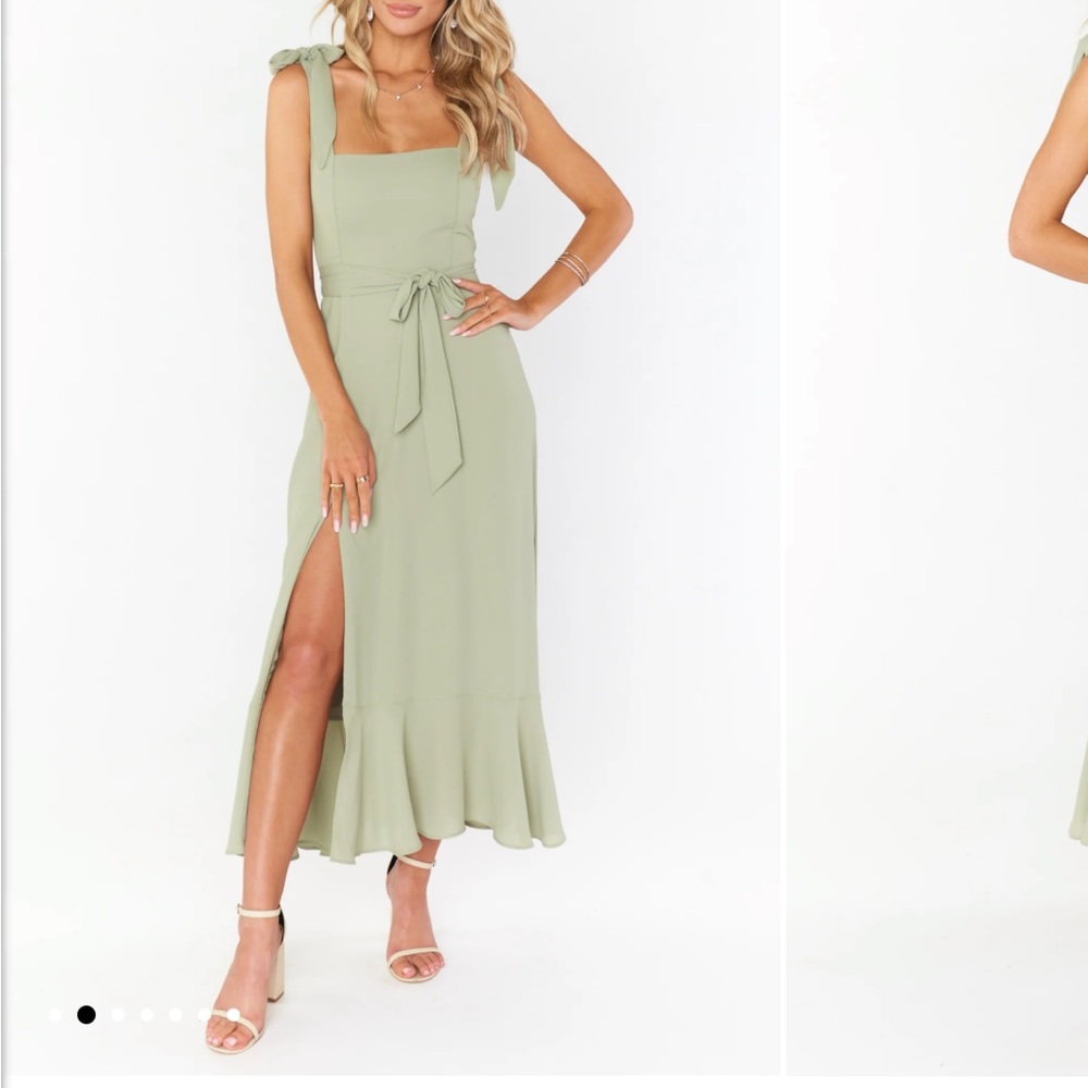 Show Me Your Mumu Moss Crisp Green Claire Midi Dress - L